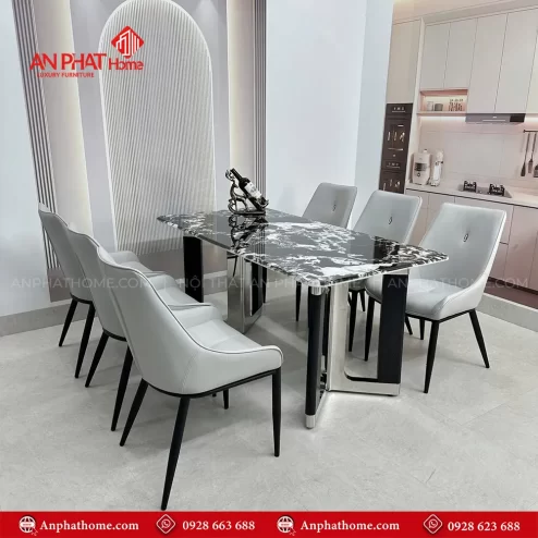 Bo ban an mat da thach anh ket hop 6 ghe da nhap khau BA 1952 4