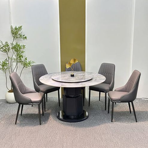 Bộ bàn ăn mặt đá tròn xoay 2 tầng nhập khẩu BA-1933