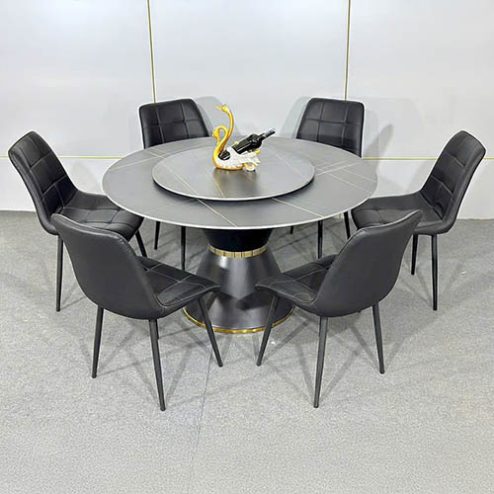 Bộ bàn ăn mặt đá tròn xoay BA-1931