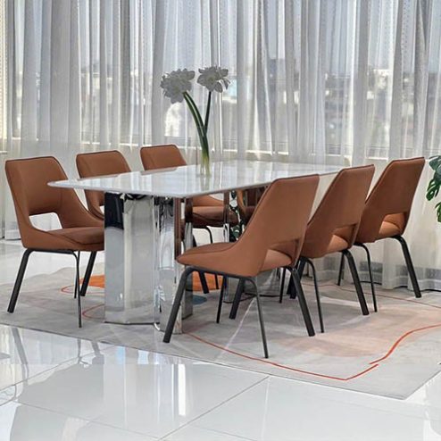 Bộ bàn ăn nhập khẩu 6 ghế da cao cấp BA-1967