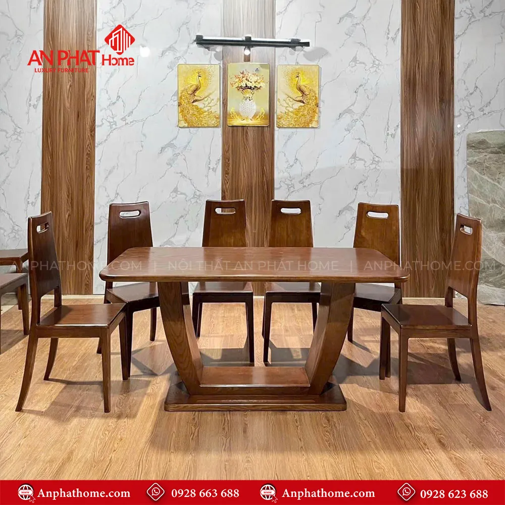 Bộ bàn ghế ăn gỗ sồi cao cấp BA-2033 3 Bộ bàn ghế ăn gỗ sồi cao cấp BA-2033, quý khách có thể lựa chọn kích thước bàn từ dài 1m60 – 1m80 – 2m hoặc lớn hơn, để phù hợp với nhu cầu sử dụng, 1m60 – 1m80 – 2m đi kèm 6 ghế theo bộ, Ngoài da có thể đặt mua thêm số lượng ghế ngồi để phù hợp với nhu cầu sử dụng. Lưu ý mẫu bàn BA-2033 chỉ phù hợp làm từ kích thước dài 1m60 trở lên, nhỏ hơn quý khách lựa chọn mẫu chân đơn để phù hợp với thiết kế.