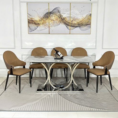 Bộ bàn ghế ăn khung inox nhập khẩu BA-1946