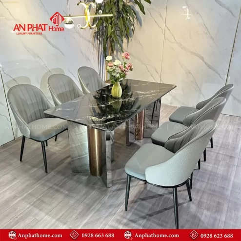 Bo ban ghe an mat da cao cap khung inox ghe da BA 2020 1