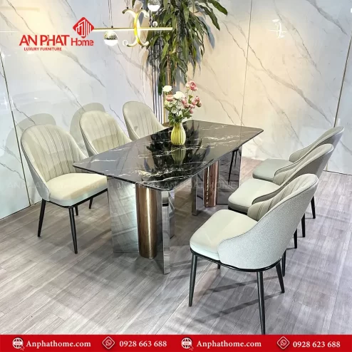 Bo ban ghe an mat da cao cap khung inox ghe da BA 2020 3