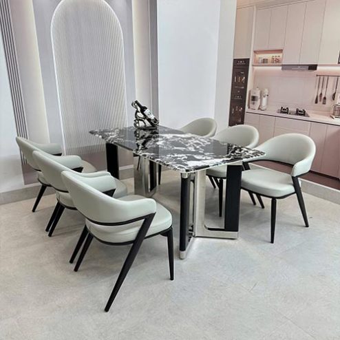 Bộ bàn ghế ăn mặt đá cao cấp nhập khẩu BA-1953