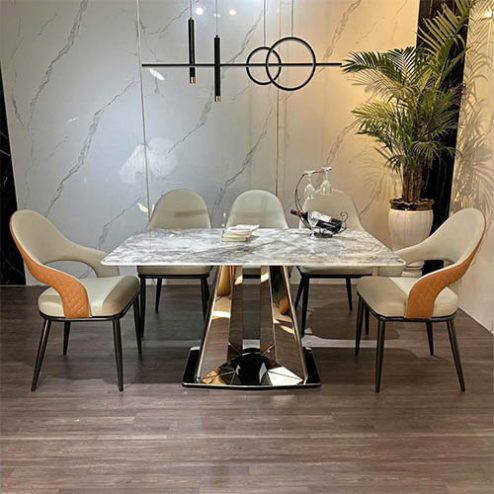 Bộ bàn ghế ăn mặt đá cao cấp nhập khẩu BA-2014