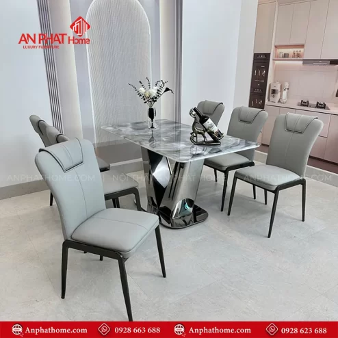 Bo ban ghe an mat da chan inox sang trong BA 1964 2