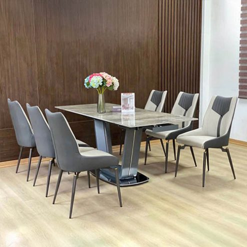 Bộ bàn ăn thông minh kèm 6 ghế da nhập khẩu BA-1971