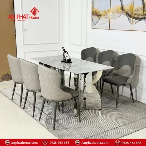 Bo ban ghe an mat da khung inox cao cap BA 1944 3