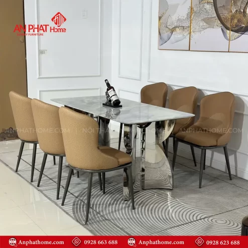 Bo ban ghe an mat da khung inox cao cap BA 1944 4