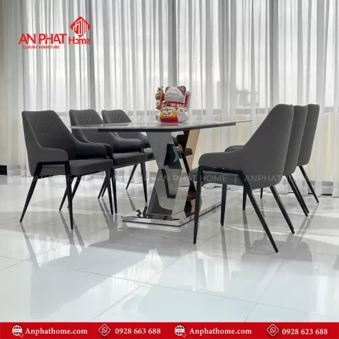 Bo ban ghe an mat da khung inox hien dai BA 1949 3