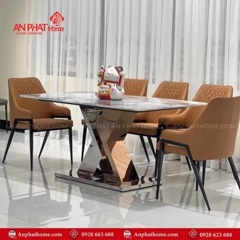 Bo ban ghe an mat da khung inox hien dai BA 1949 5