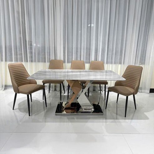 Bộ bàn ghế ăn mặt đá nhập khẩu BA-2018