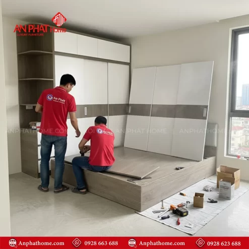 Bộ giường tủ phòng ngủ nhựa Đài Loan - Gỗ công nghiệp