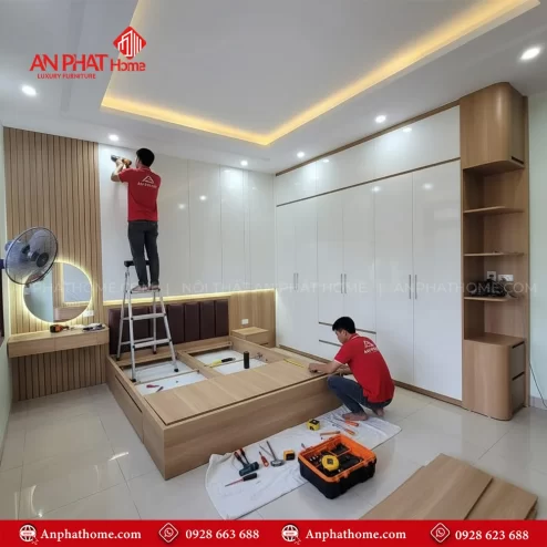 Combo giường tủ gỗ công nghiệp đẹp