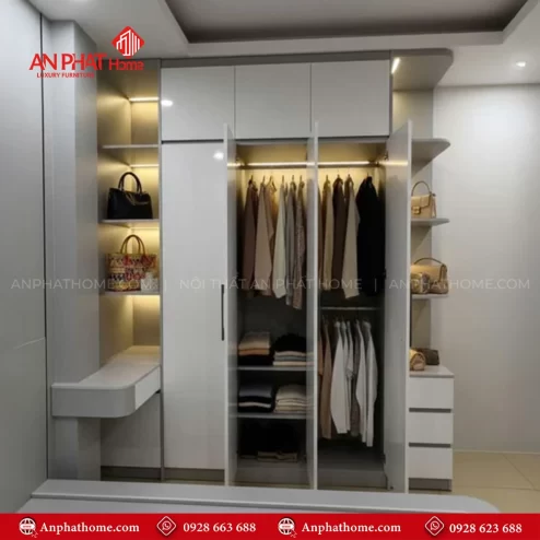 Mẫu tủ quần áo hiện đại thiết kế theo yêu cầu