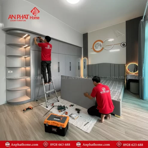 Combo giường tủ bàn trang điểm gỗ