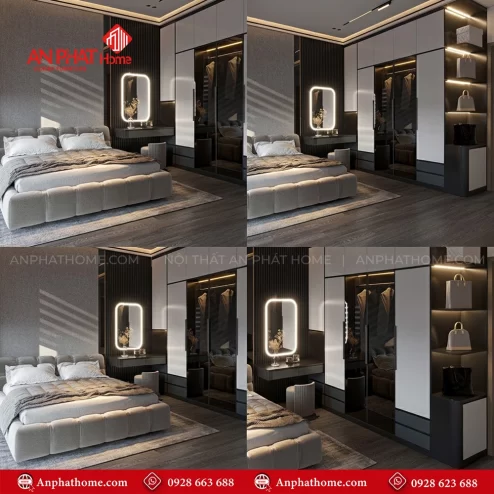 Combo giường tủ bàn trang điểm gỗ