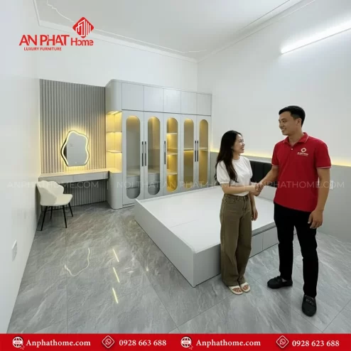 Combo giường tủ bàn trang điểm gỗ