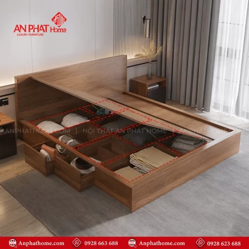 Mẫu giường ngủ hiện đại gỗ công nghiệp