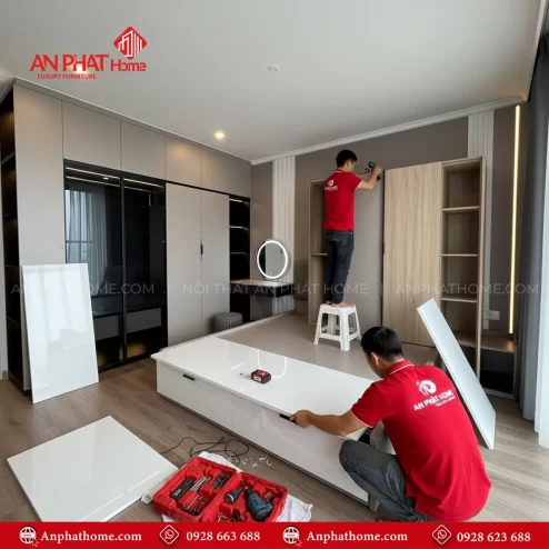 Bộ combo giường tủ bàn trang điểm gỗ công nghiệp