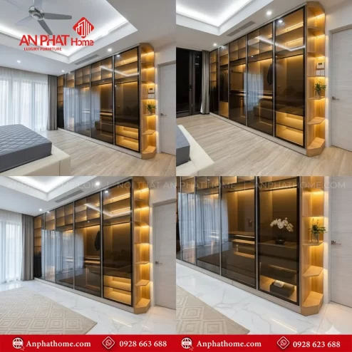 Mẫu tủ quần áo cánh kính