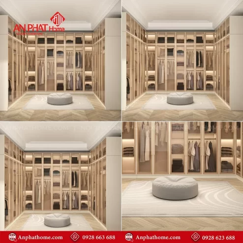 Mẫu tủ quần áo kính trong suốt