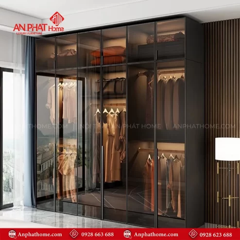 Mẫu tủ quần áo kính trong suốt