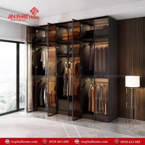 Mẫu tủ quần áo kính hiện đại