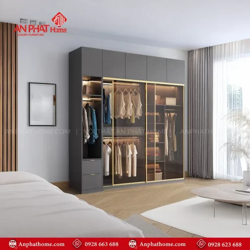 Tủ Áo Cửa Trượt Cánh Kính TA-598 An Phát