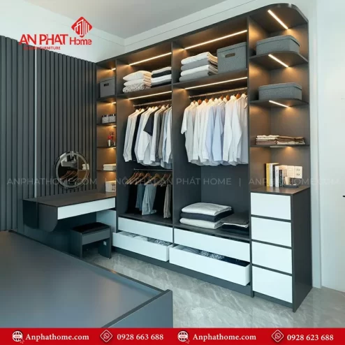 Mẫu tủ quần áo nhiều ngăn hiện đại
