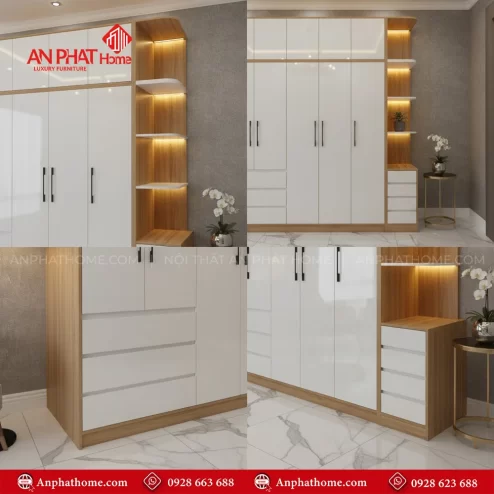 Mẫu tủ đựng quần áo gỗ công nghiệp