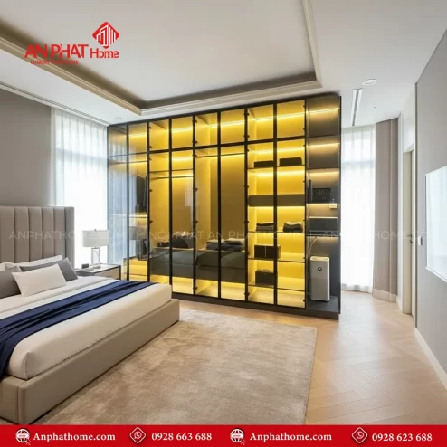 Tủ Áo Gỗ Kết Hợp Cánh Kính TA-545 An Phát Home