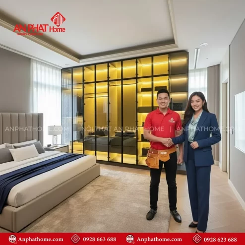 Mẫu tủ quần áo gỗ công nghiệp cánh kính