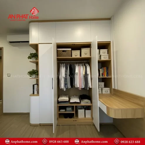 Tủ quần áo đơn giản bằng gỗ mdf