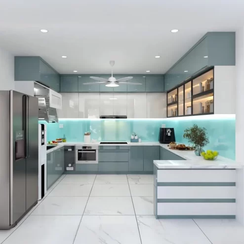 Tủ Bếp Đẹp Cánh Kính Sang Trọng TB-933 An Phát