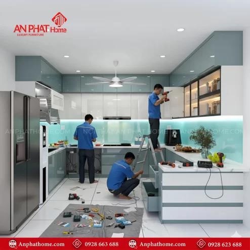 Tủ bếp đẹp đóng theo yêu cầu tại Hà Nội