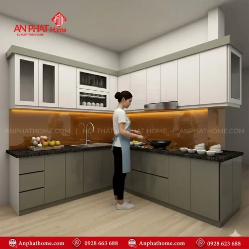 Mẫu tủ bếp đẹp đóng theo yêu cầu