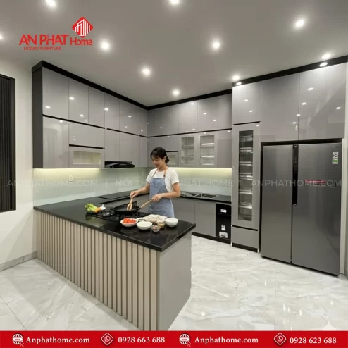 Mẫu tủ bếp đẹp đóng theo yêu cầu