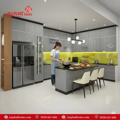 Mẫu tủ bếp đẹp đóng theo yêu cầu
