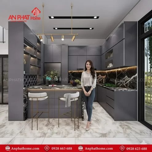 Mẫu tủ bếp đẹp giá rẻ đóng theo yêu cầu