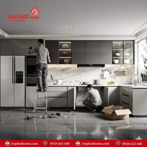 Mẫu tủ bếp đẹp đóng theo yêu cầu