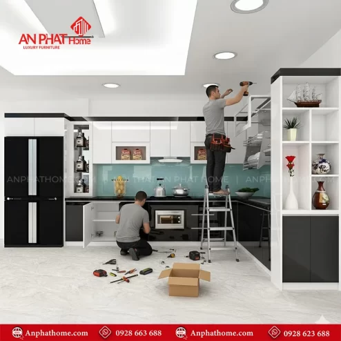 Mẫu tủ bếp chữ L nhỏ đẹp