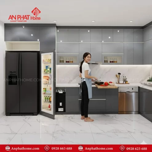 Tủ bếp chữ L cho nhà nhỏ