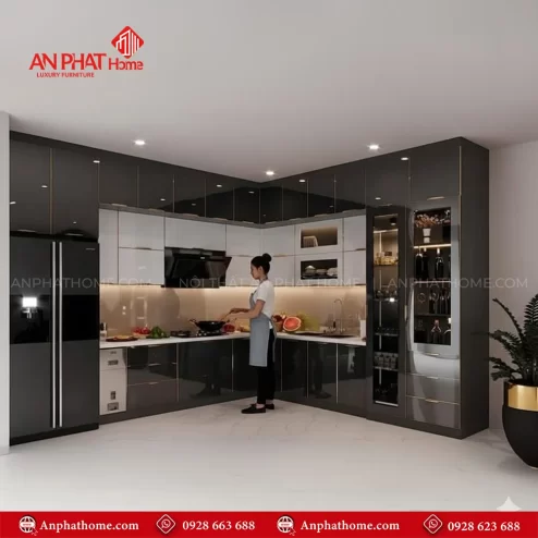 Mẫu Tủ bếp chữ I đơn giản cho nhà hiện đại