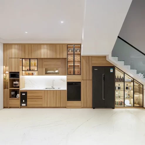 Tủ Bếp Gỗ Cánh Kính Siêu Đẹp TB-930 An Phát