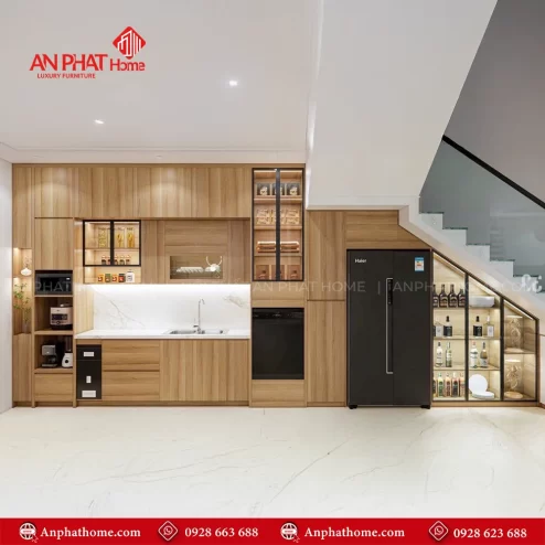 Tủ Bếp Gỗ Cánh Kính Siêu Đẹp TB-930 An Phát