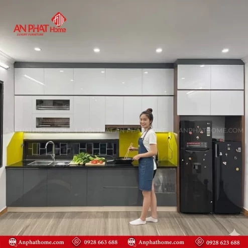 Tủ bếp chữ L đơn giản giá rẻ