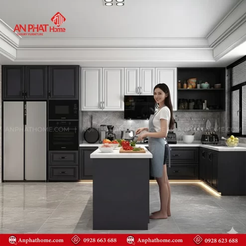 Mẫu tủ bếp trên và dưới đẹp