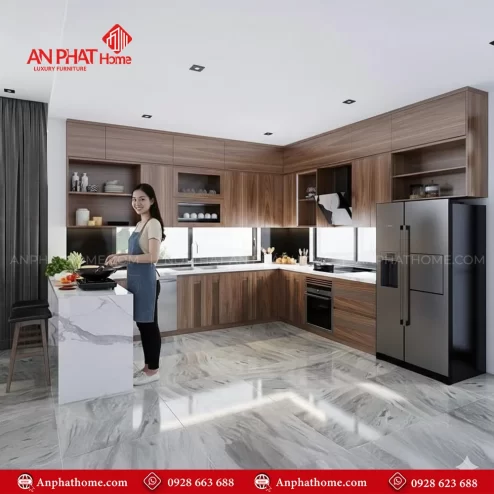 Mẫu tủ bếp đẹp đơn giản tiết kiệm